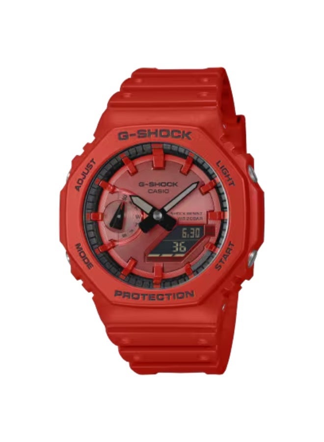 G-SHOCK Casio G-SHOCK GA-2100RRB-4ADR Analog-Digital Watch, Vivid All-Red Vapor Dial, Carbon Core Guard, Shock Resistant, Bio-Based Resin Band, Double LED Super Illuminator, 200m Water Resistant - Image 1